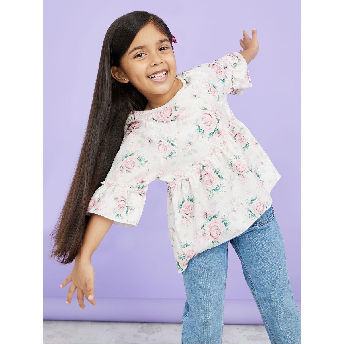 Styli Floral Print High Low Hem Blouse -girls-clothing-blousesandshirts-image-2