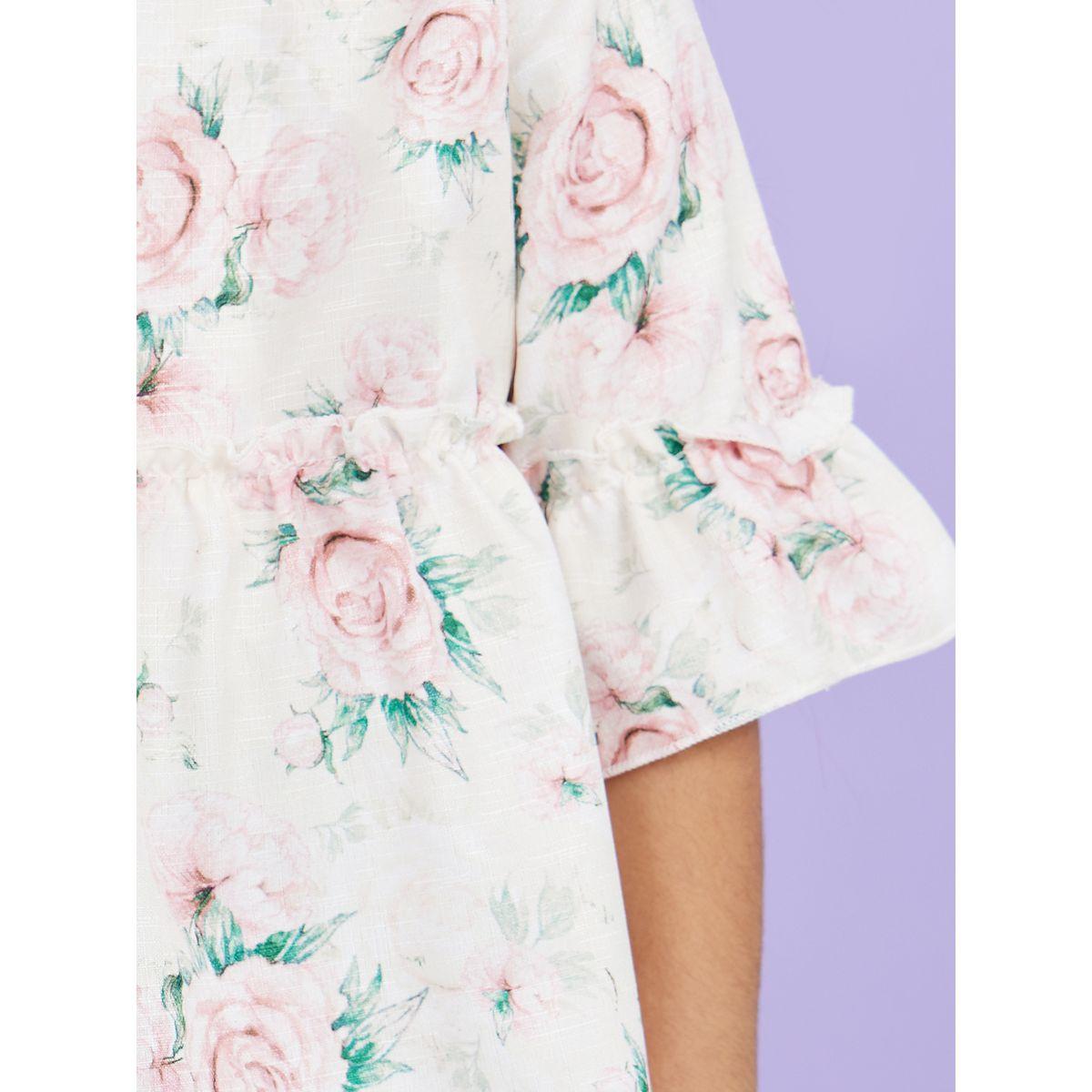 Styli Floral Print High Low Hem Blouse -girls-clothing-blousesandshirts-image-3