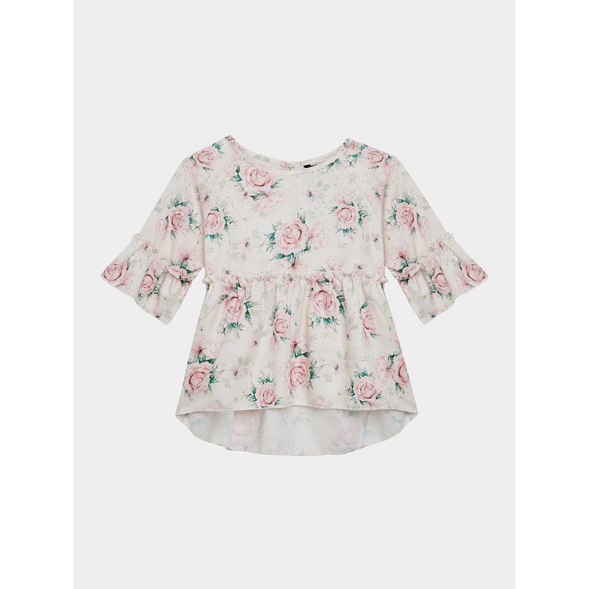 Styli Floral Print High Low Hem Blouse -girls-clothing-blousesandshirts-image-5