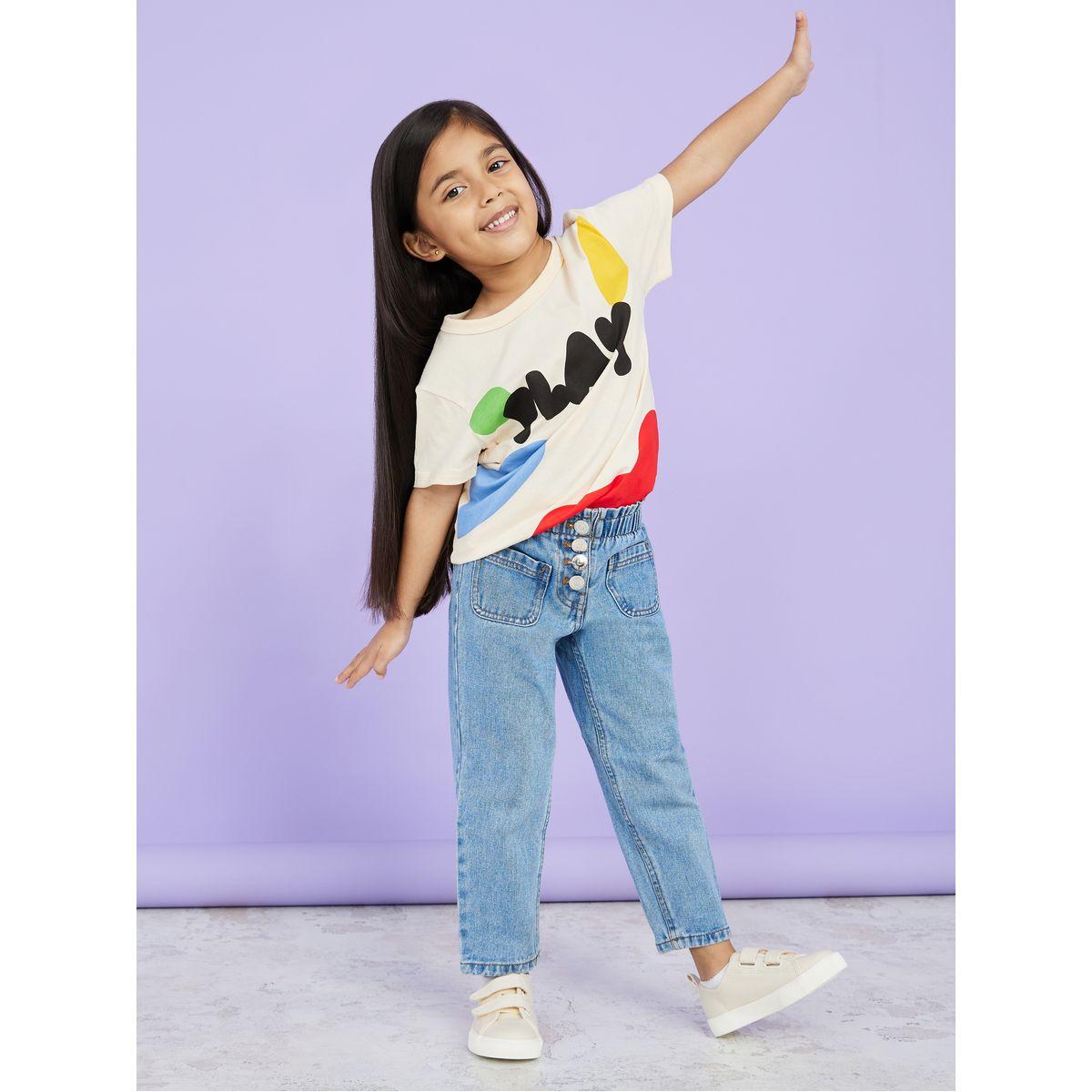 Styli Girls Round Neck Slogan Print Regular Fit T-shirt-girls-clothing-tshirts-image-2