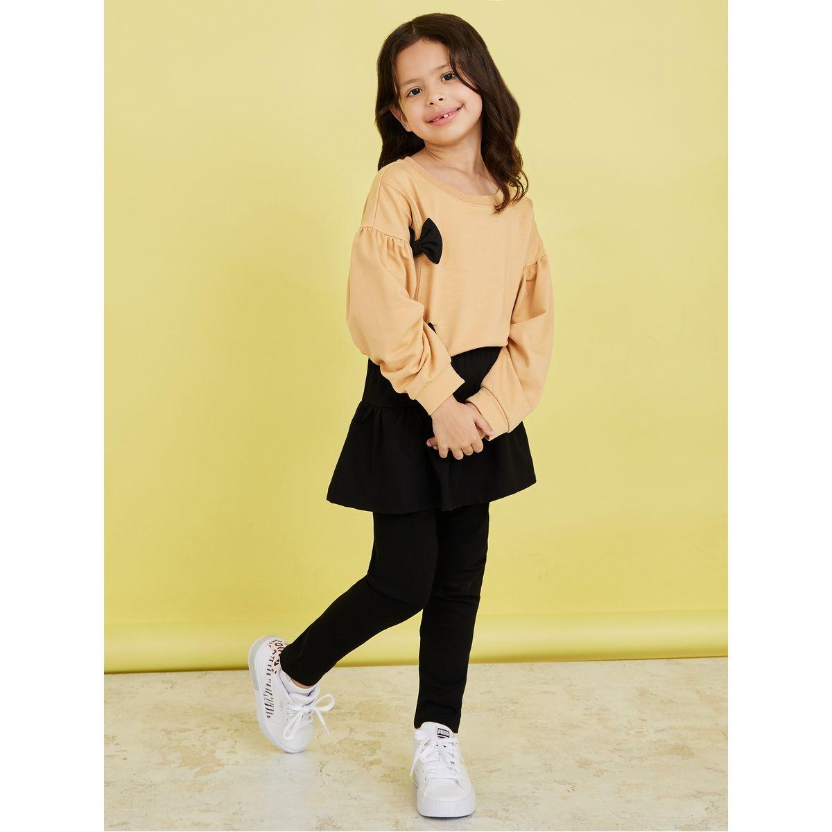 ليقنز سادة مع تنورة كاجوال-girls-clothing-bottoms-leggings-image-2