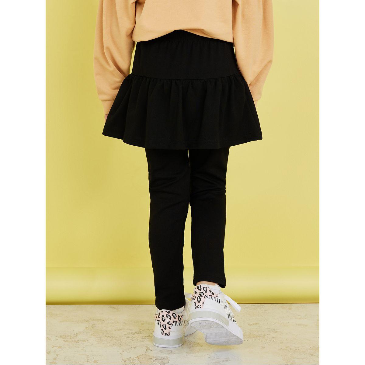 Styli Solid Leggings with Attached Skirt-girls-clothing-bottoms-leggings-image-4