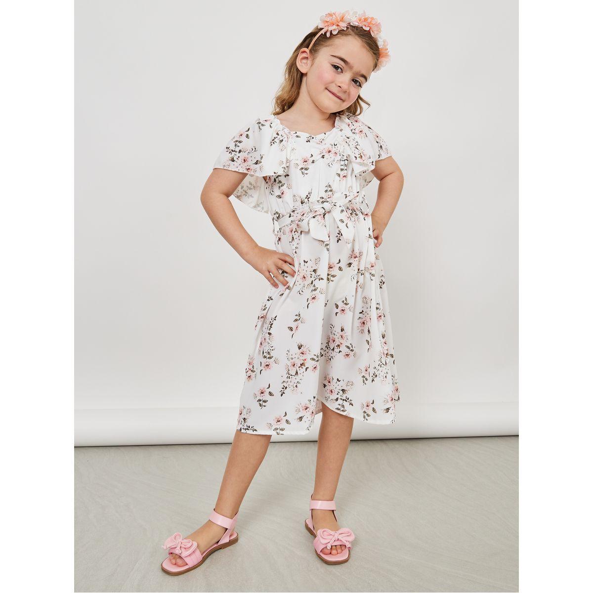 فستان مطبع بزهور ومزين بكشكش-girls-clothing-dressesandjumpsuits-image-1
