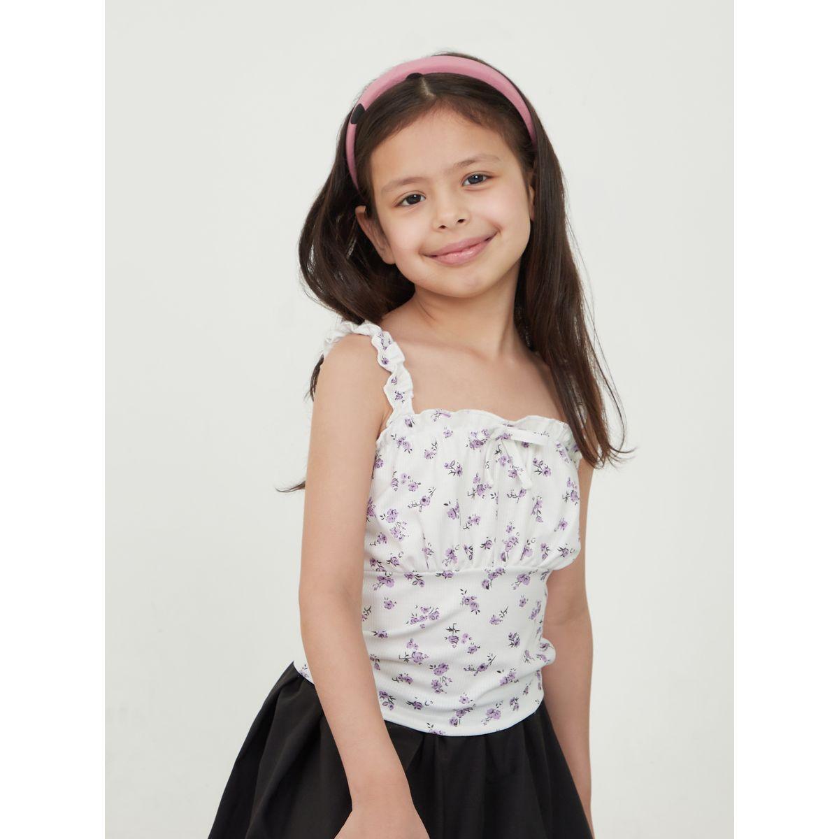 Styli Ditsy Floral Print Shirred Cami Top-girls-clothing-blousesandshirts-image-1
