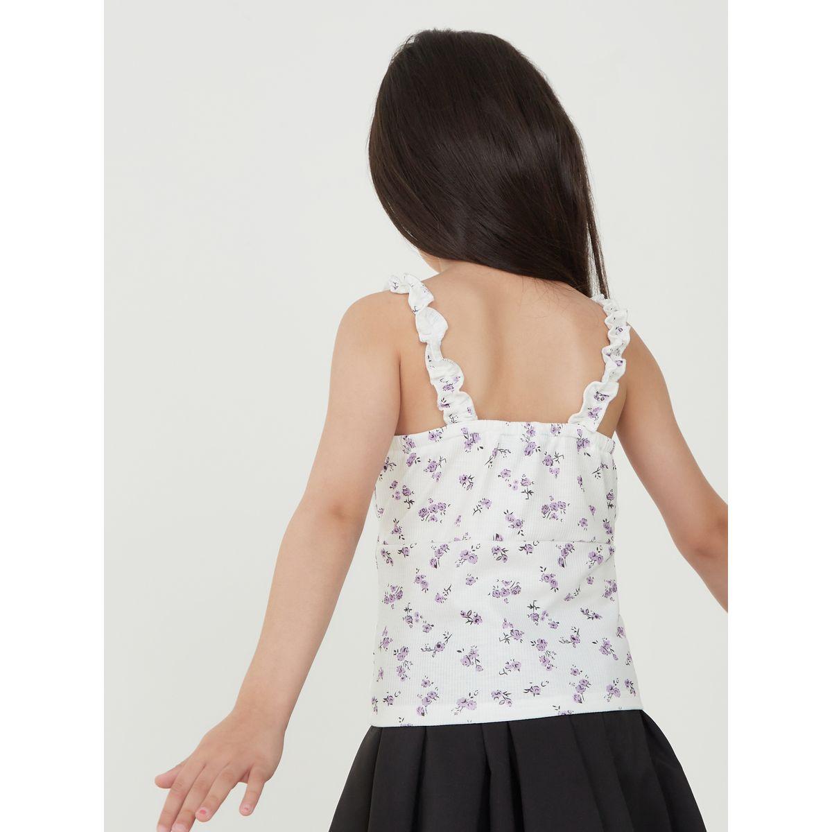Styli Ditsy Floral Print Shirred Cami Top-girls-clothing-blousesandshirts-image-5