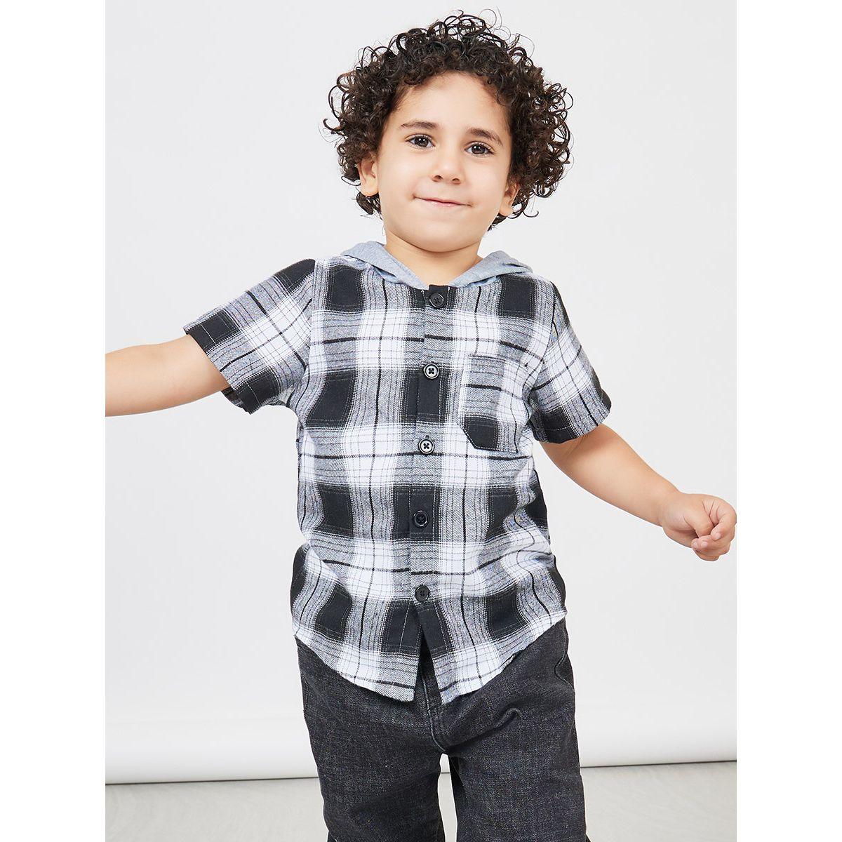 Styli Plaid Hooded Shirt-boys-clothing-shirts-image-1