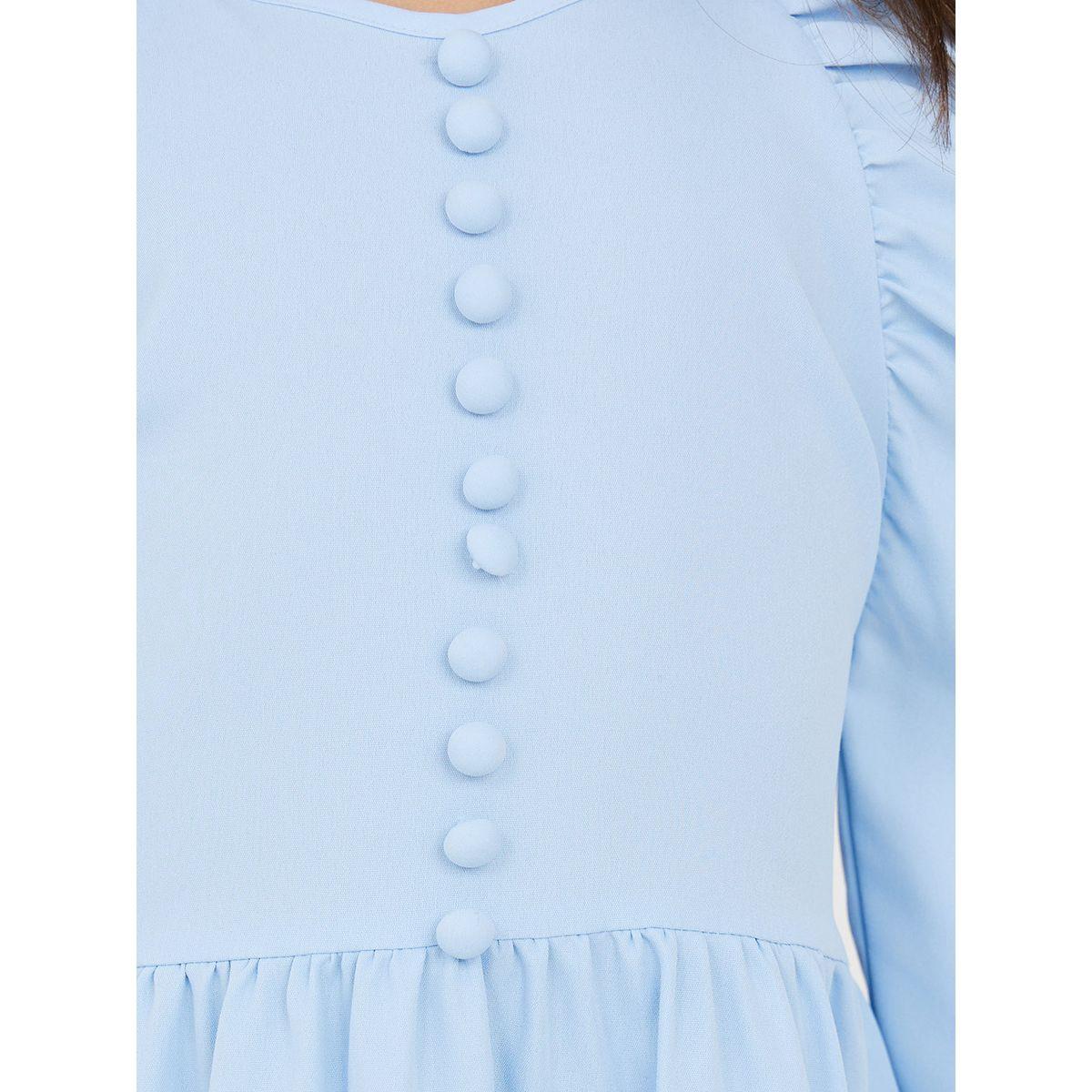 Styli Button Detail Puff Sleeves Tiered Dress-girls-clothing-dressesandjumpsuits-image-3
