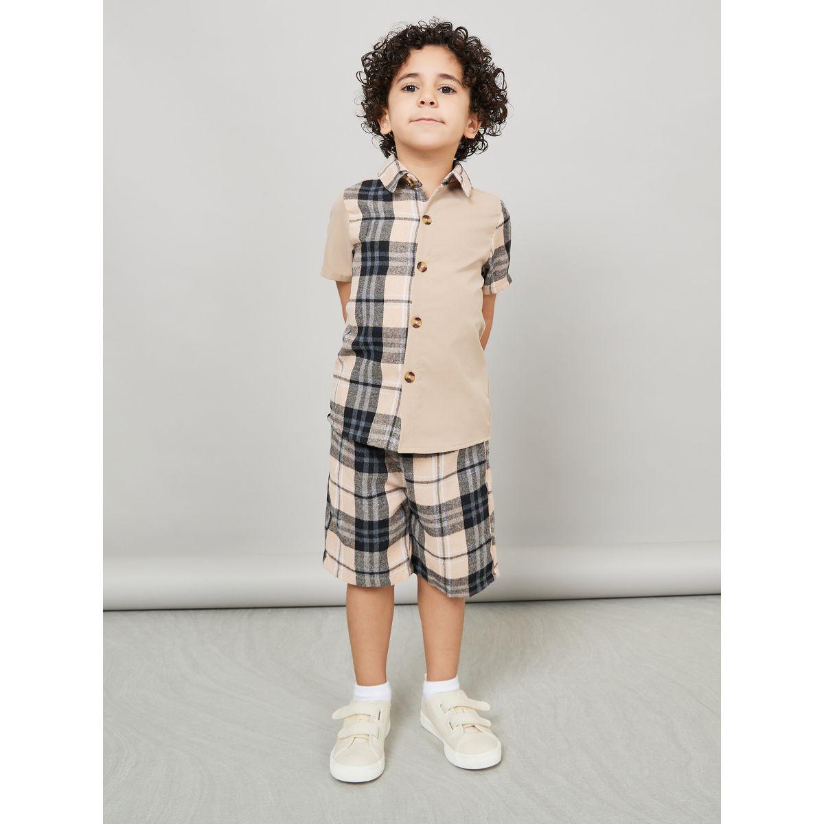 Styli Plaid Shirt & Shorts Set-boys-clothing-setsandcoords-image-1