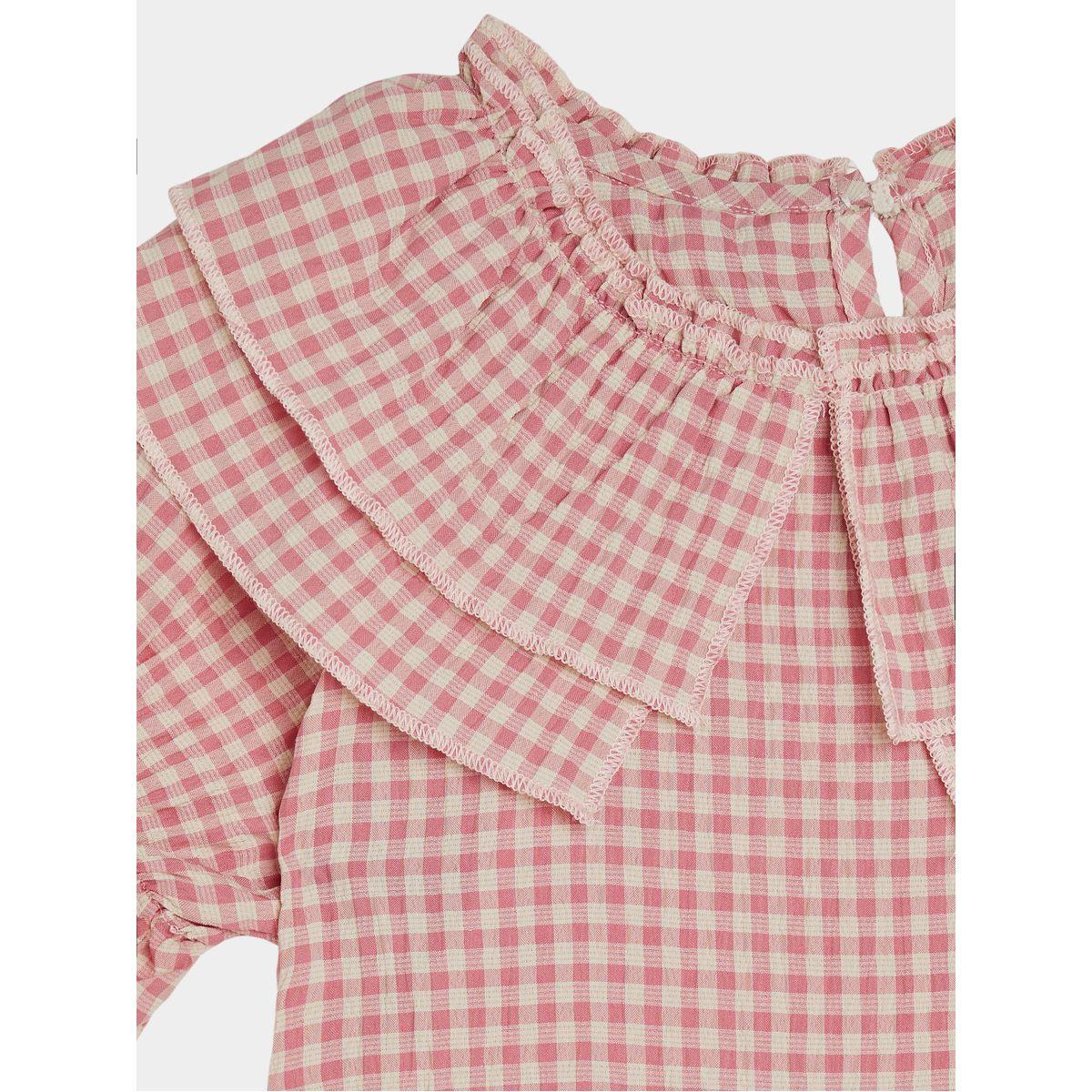Styli Ruffle Trim Gingham Check Blouse-girls-clothing-blousesandshirts-image-6