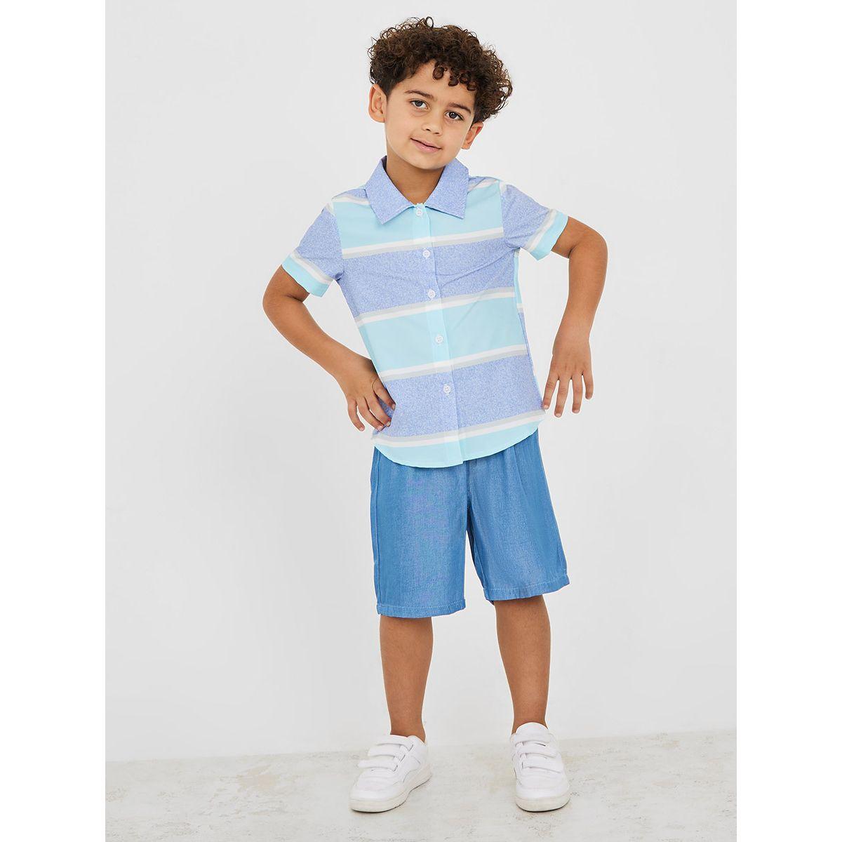 Styli Stripe Polo Shirt & Shorts Set-boys-clothing-setsandcoords-image-1