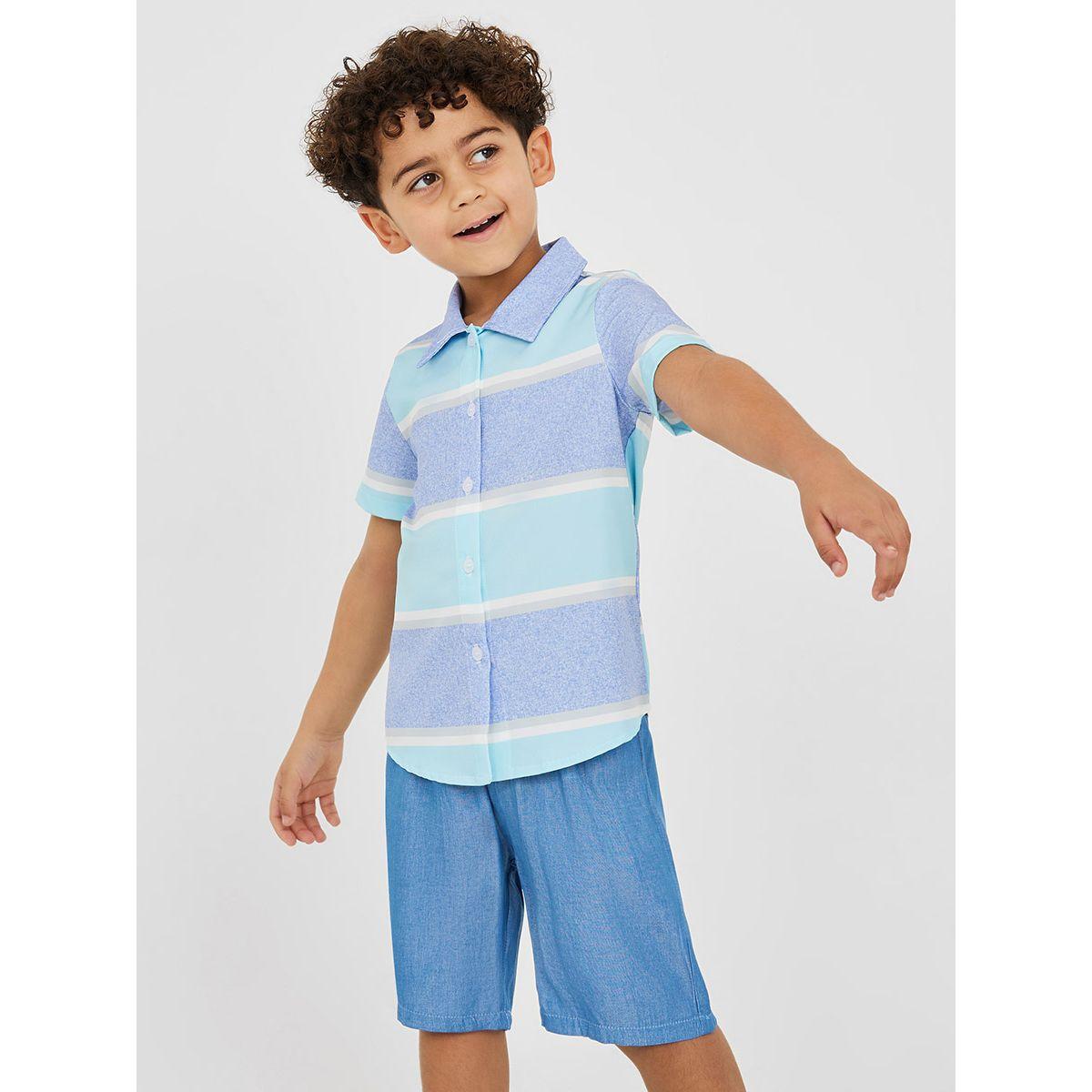 Styli Stripe Polo Shirt & Shorts Set-boys-clothing-setsandcoords-image-2