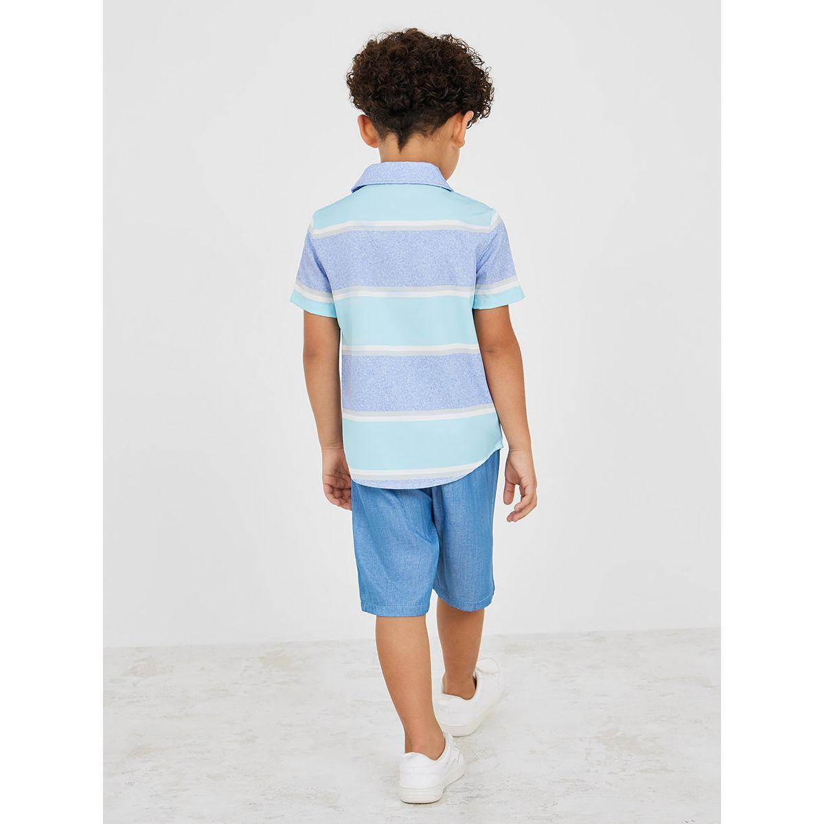 Styli Stripe Polo Shirt & Shorts Set-boys-clothing-setsandcoords-image-5