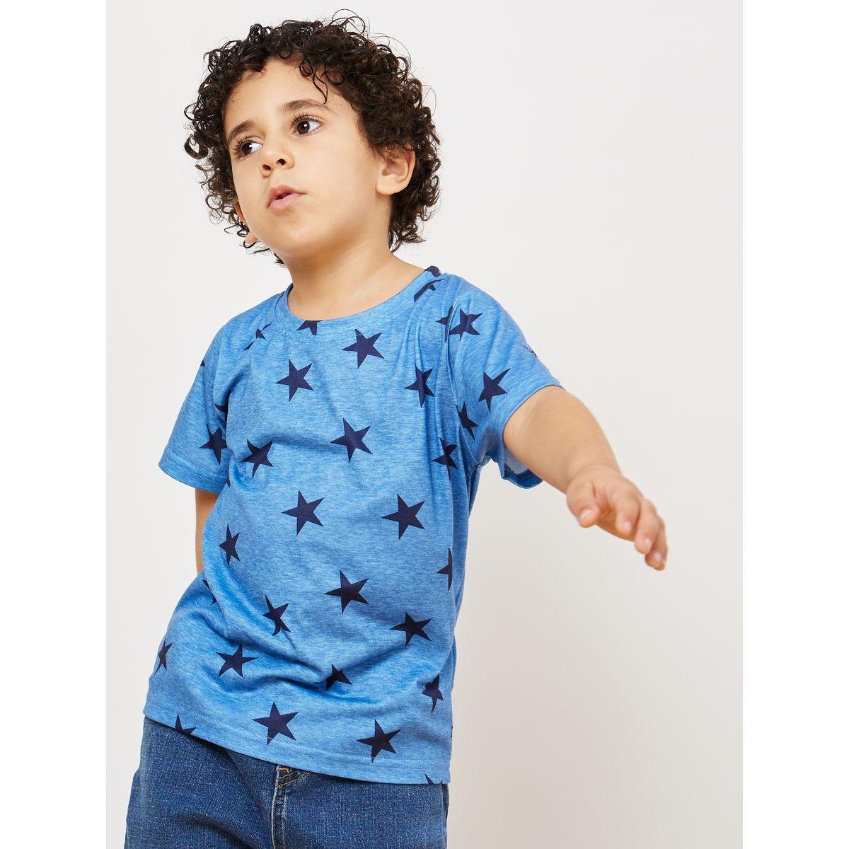 Styli Pack of 2 - Solid and Star Print T-shirt-boys-clothing-tshirtsandpolos-image-2