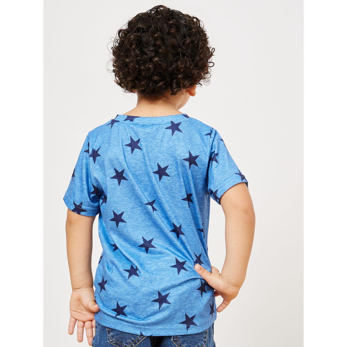 Styli Pack of 2 - Solid and Star Print T-shirt-boys-clothing-tshirtsandpolos-image-5