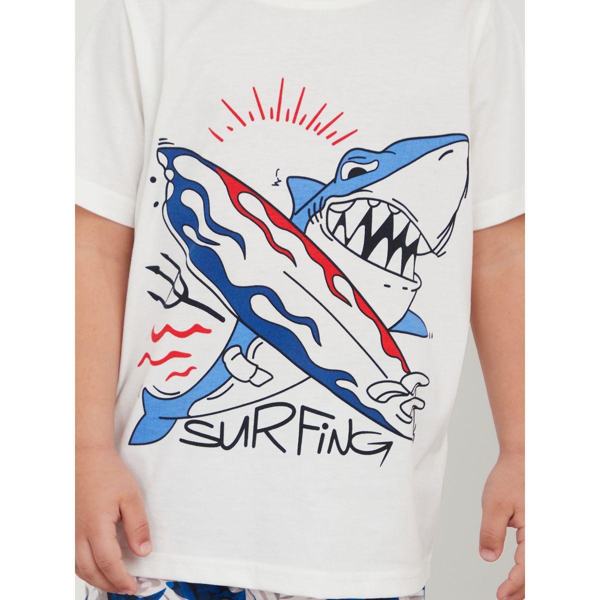 Styli Shark Graphic Print T-Shirt & Pyjama Set-boys-clothing-nightwear-image-4