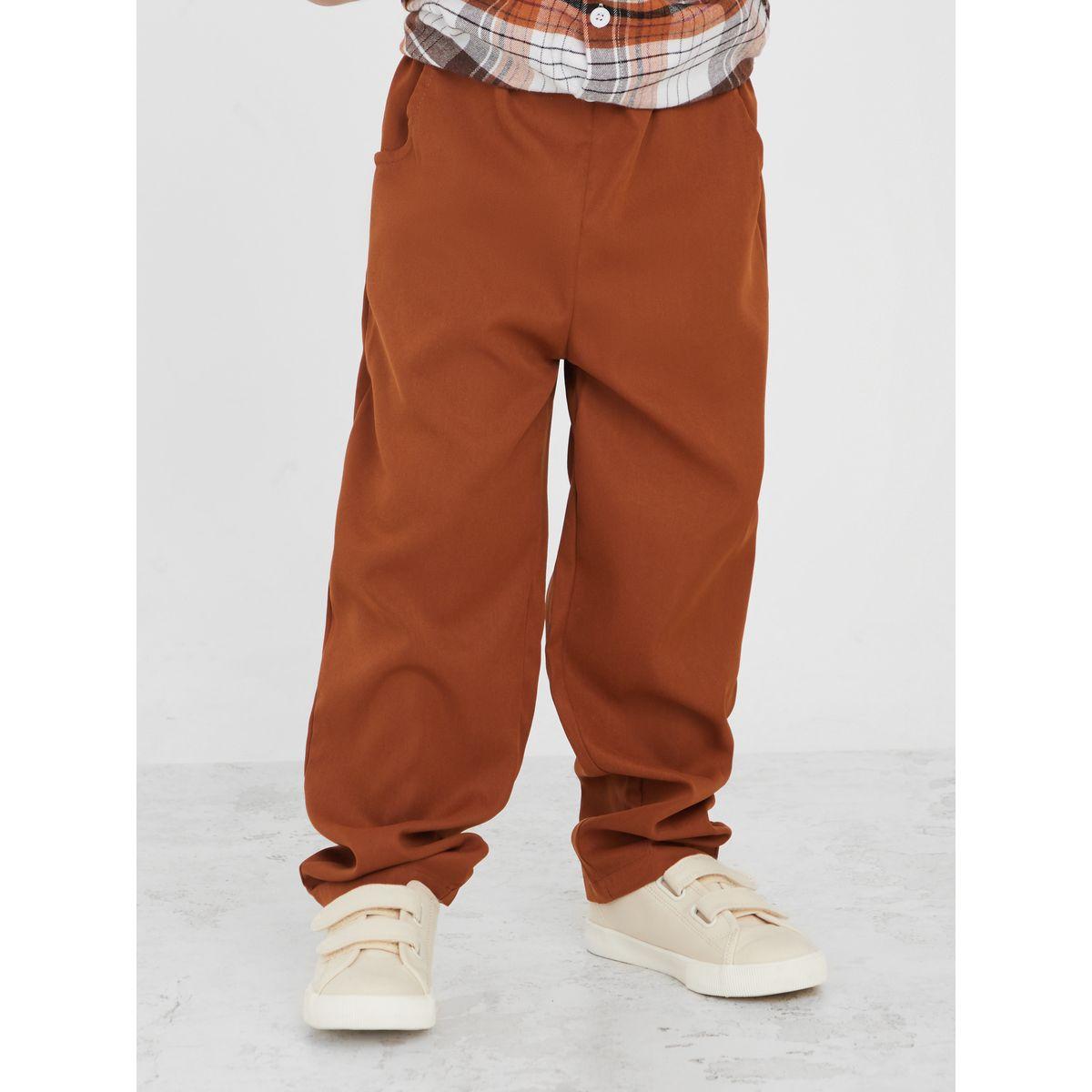 Styli Checked Plaid Buttoned Shirt & Solid Pants Set-boys-clothing-setsandcoords-image-5