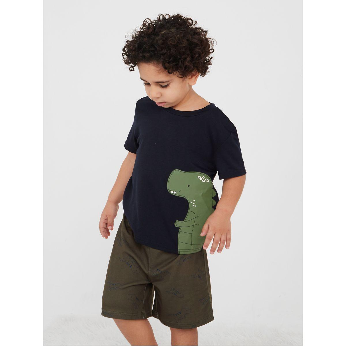 Styli Dinosaur Print T-shirt and Short Set-boys-clothing-setsandcoords-image-1