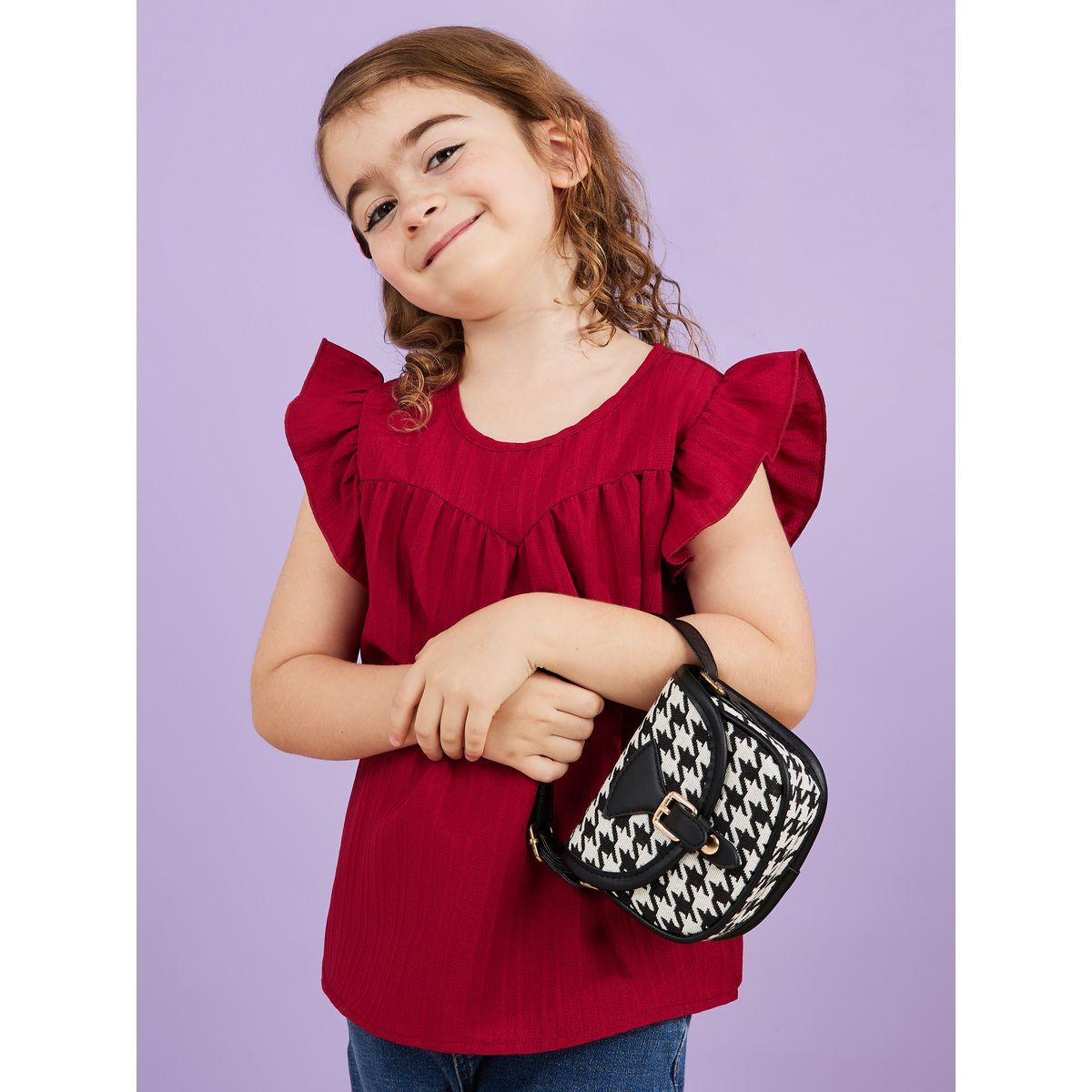Styli Ruffle Sleeves Textured Blouse-girls-clothing-blousesandshirts-image-1