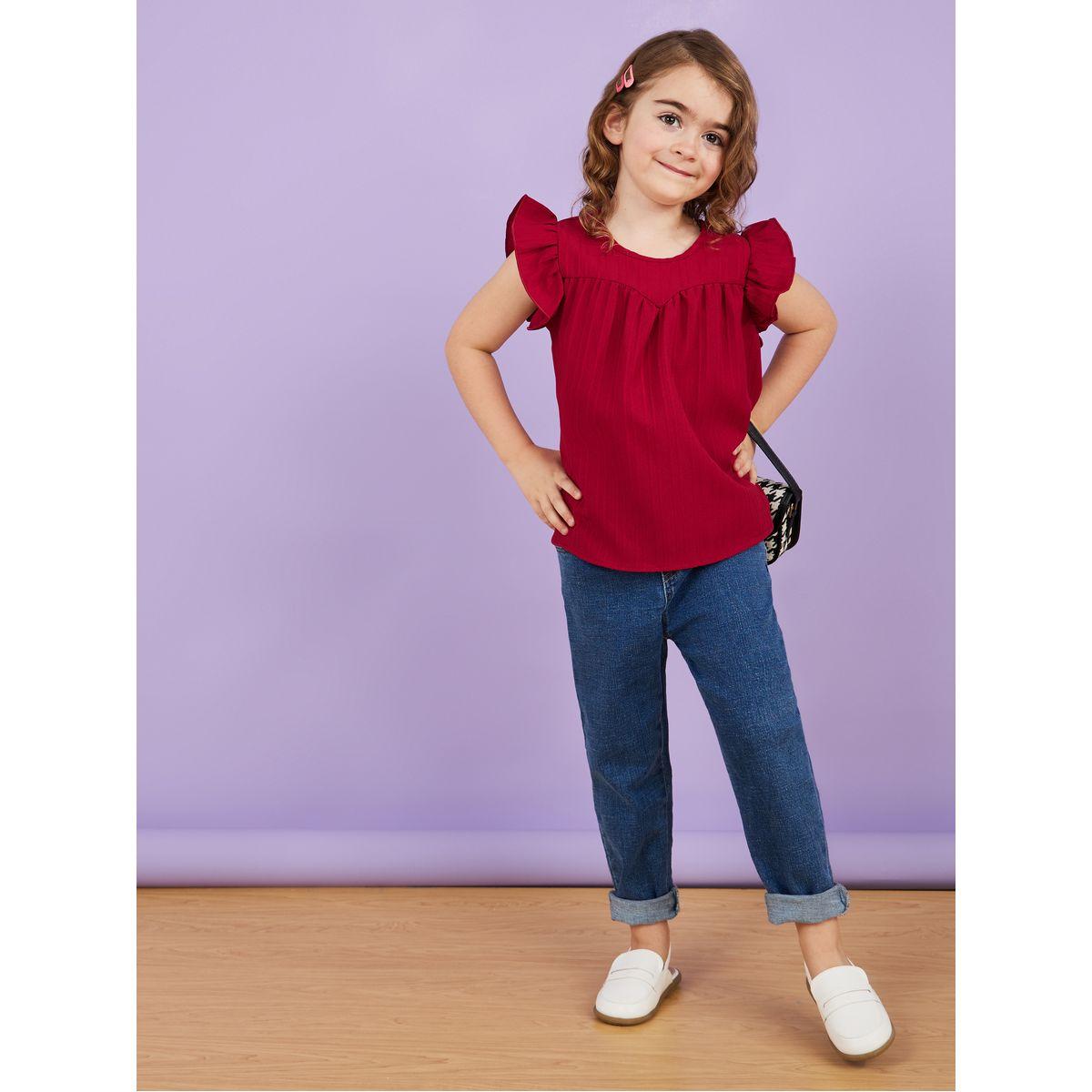 Styli Ruffle Sleeves Textured Blouse-girls-clothing-blousesandshirts-image-2