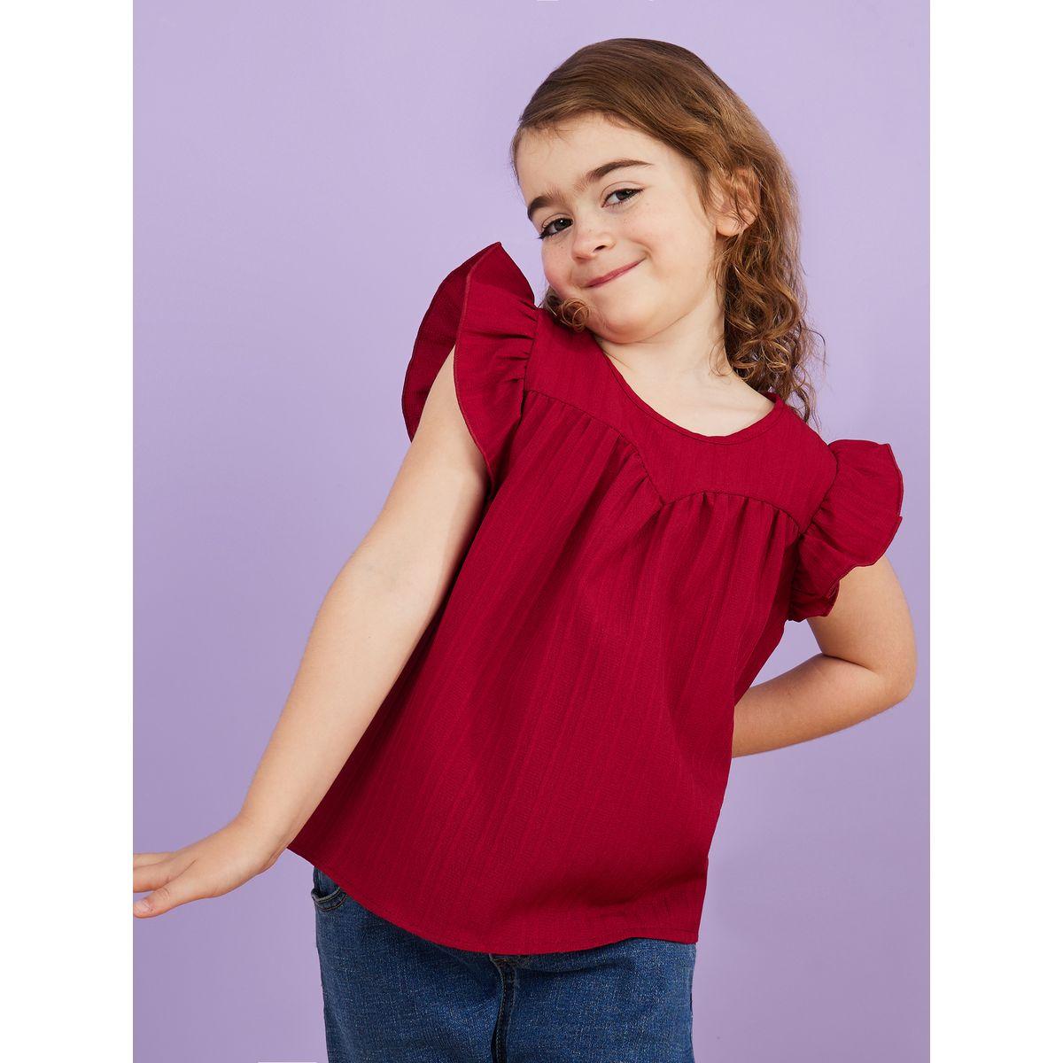Styli Ruffle Sleeves Textured Blouse-girls-clothing-blousesandshirts-image-3