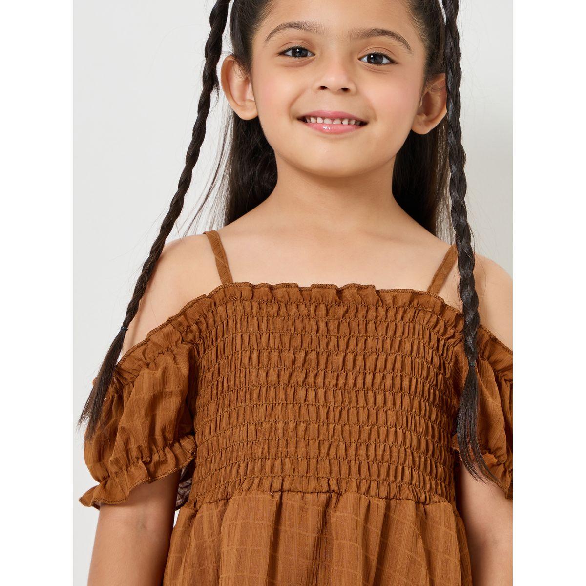 Styli Cold Shoulder Smocked A-line Dress-girls-clothing-dressesandjumpsuits-image-3