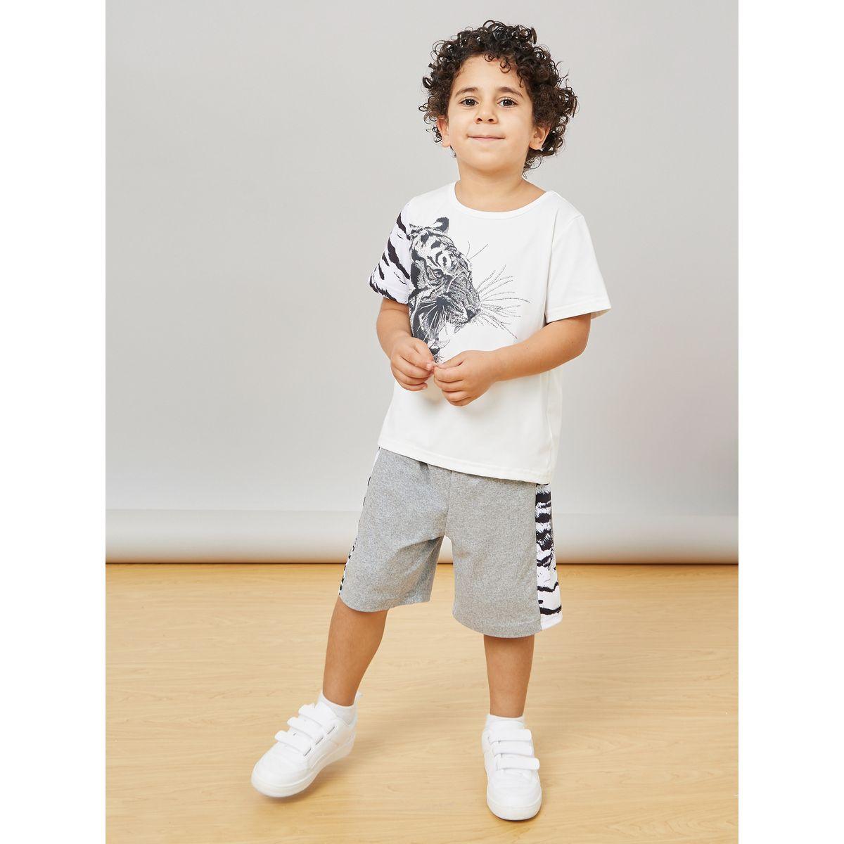 Styli Tiger Graphic Print T-Shirt & Shorts Set-boys-clothing-setsandcoords-image-2