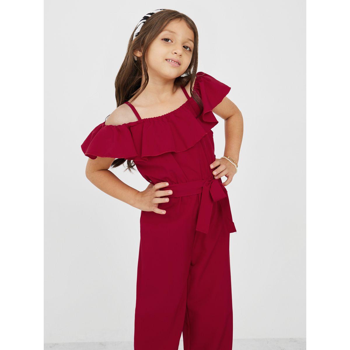 Styli Cold Shoulder Sleeve Ruffle Detail Jumpsuit-girls-clothing-rompers-image-2
