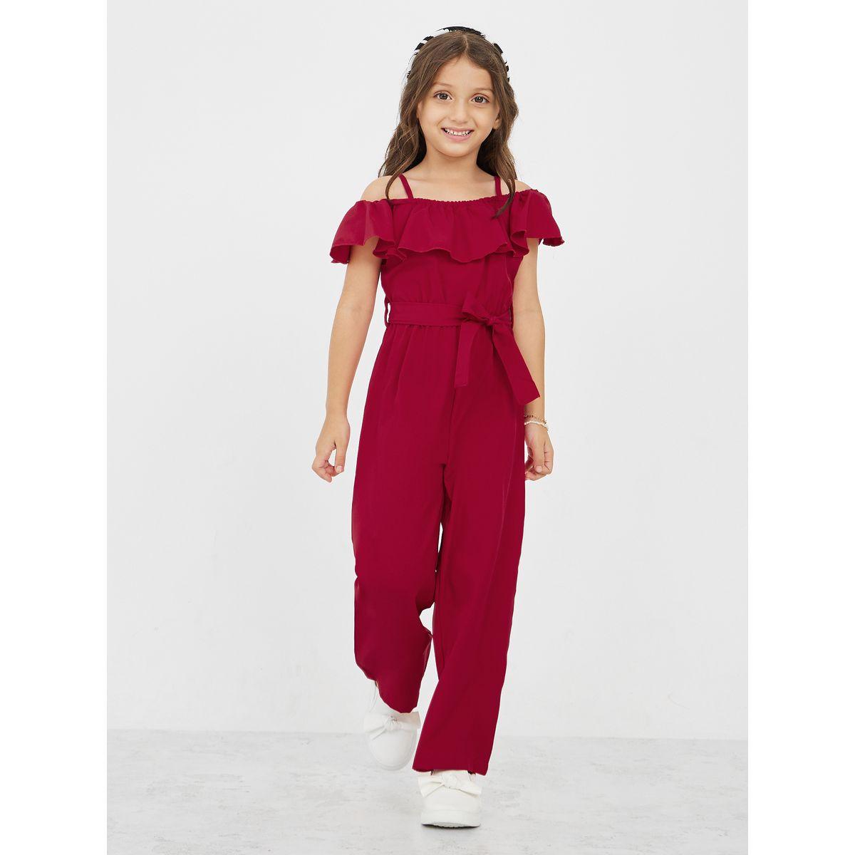 Styli Cold Shoulder Sleeve Ruffle Detail Jumpsuit-girls-clothing-rompers-image-3
