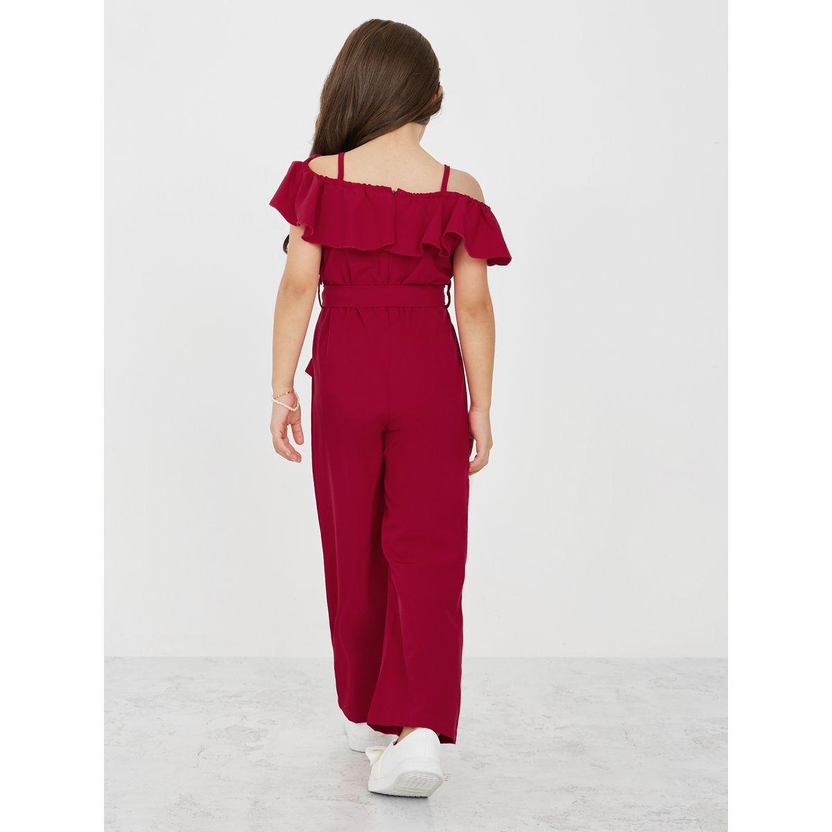 Styli Cold Shoulder Sleeve Ruffle Detail Jumpsuit-girls-clothing-rompers-image-5