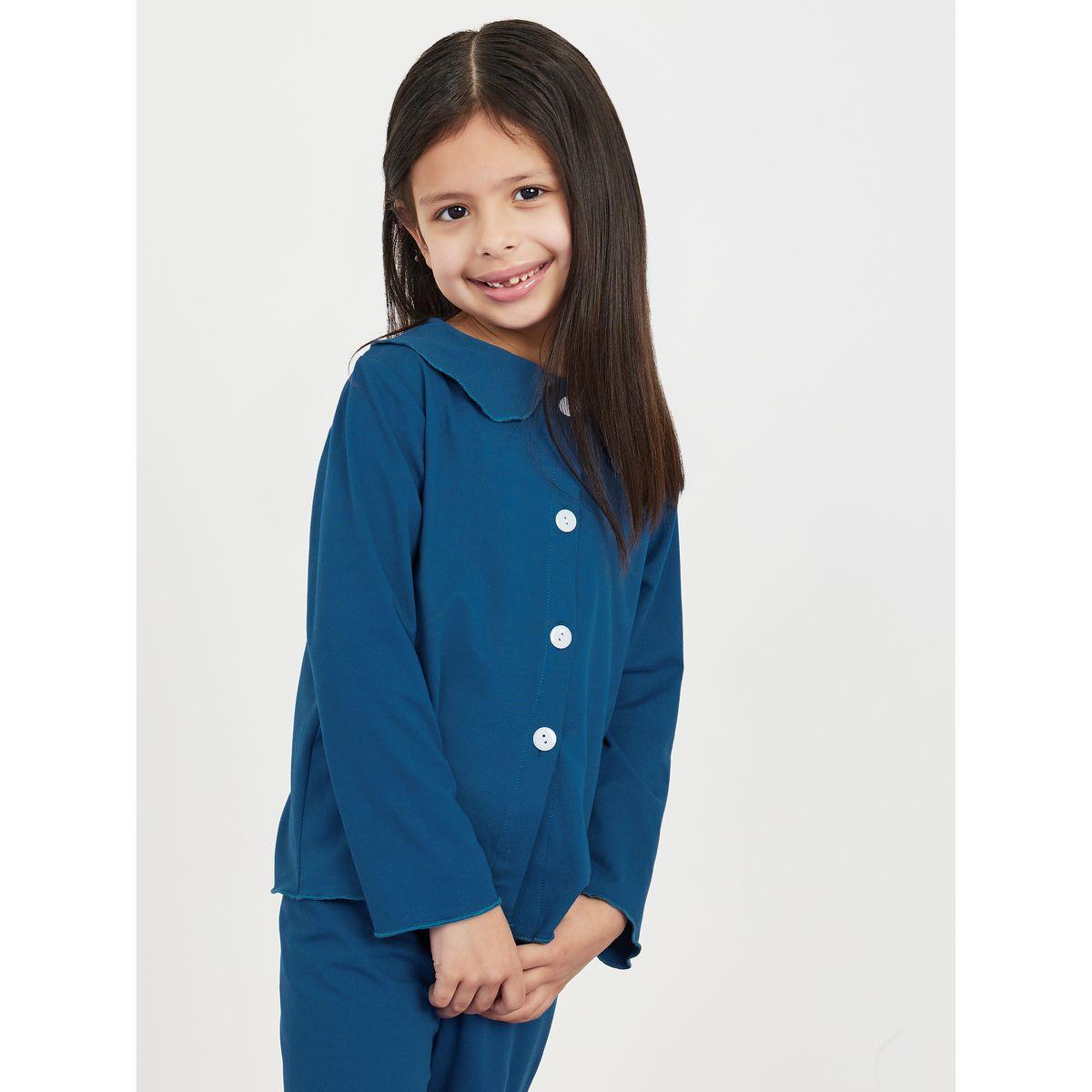 Styli Button Front Collared Shirt & Pyjama Set-girls-clothing-nightwear-image-3