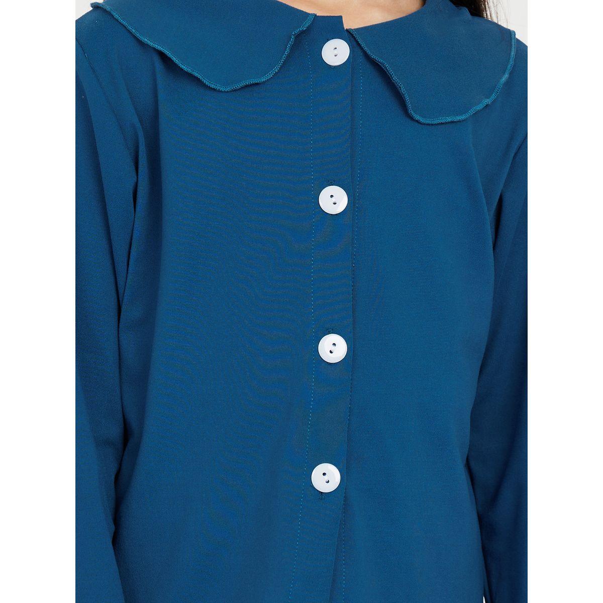 Styli Button Front Collared Shirt & Pyjama Set-girls-clothing-nightwear-image-4