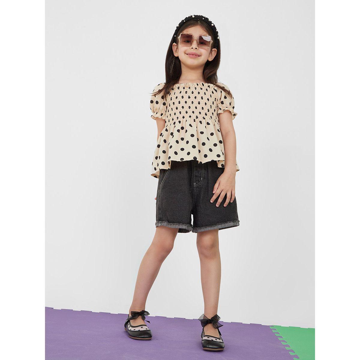 Styli Polka Dot Print Smocked Detail Blouse-girls-clothing-blousesandshirts-image-2