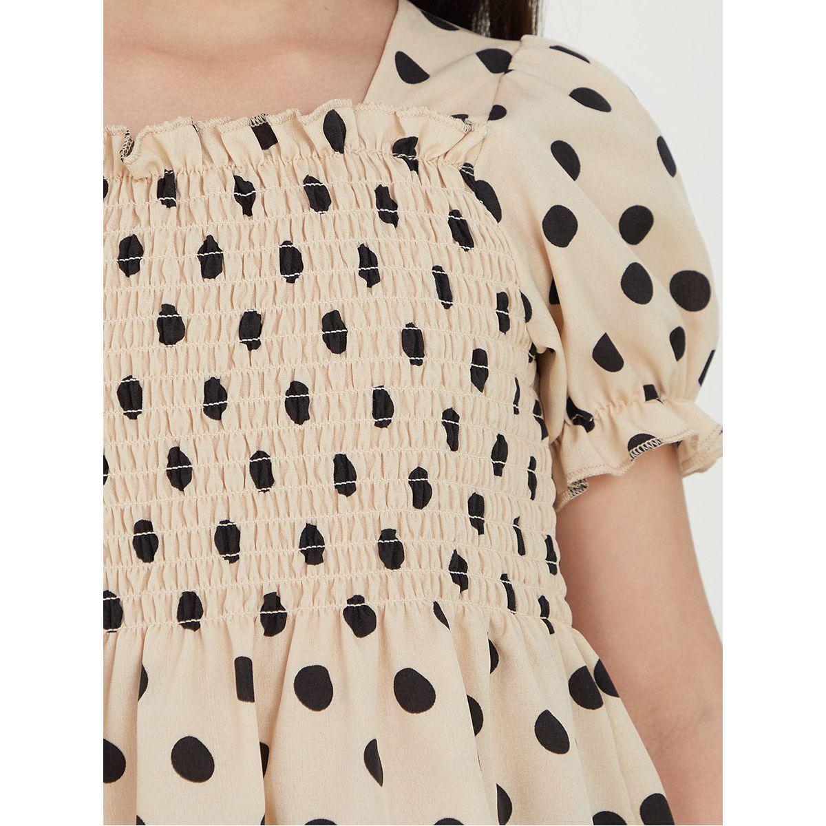 Styli Polka Dot Print Smocked Detail Blouse-girls-clothing-blousesandshirts-image-3