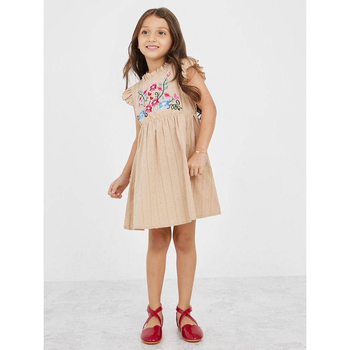 Styli Floral Embroidery Swiss Dot Casual Dress-girls-clothing-dressesandjumpsuits-image-2
