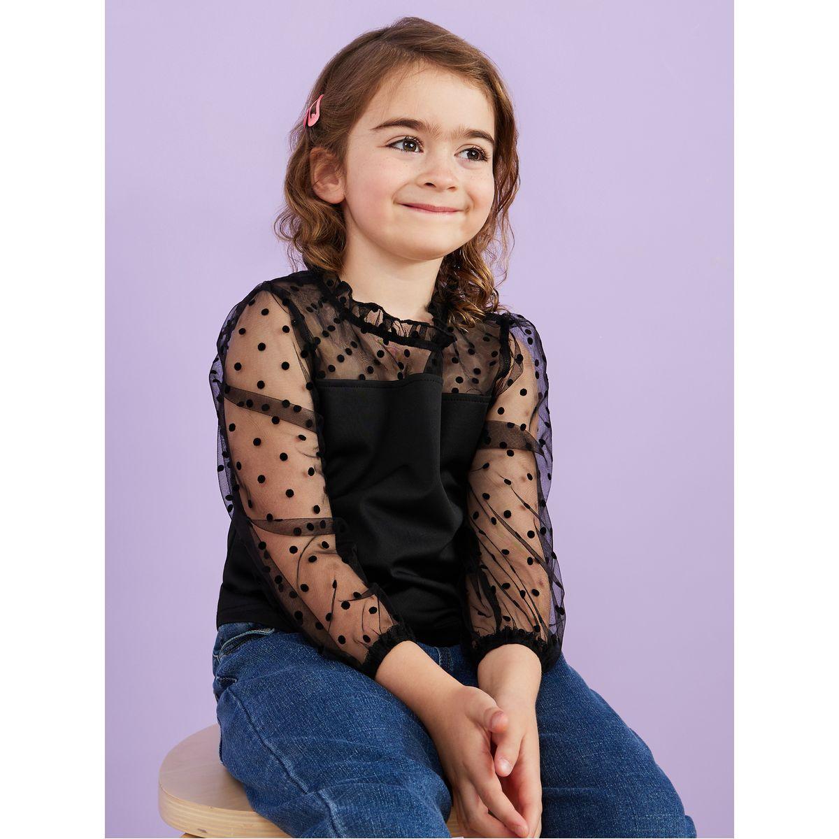بلوزة بتفاصيل شبكية واكمام طويلة-girls-clothing-blousesandshirts-image-1