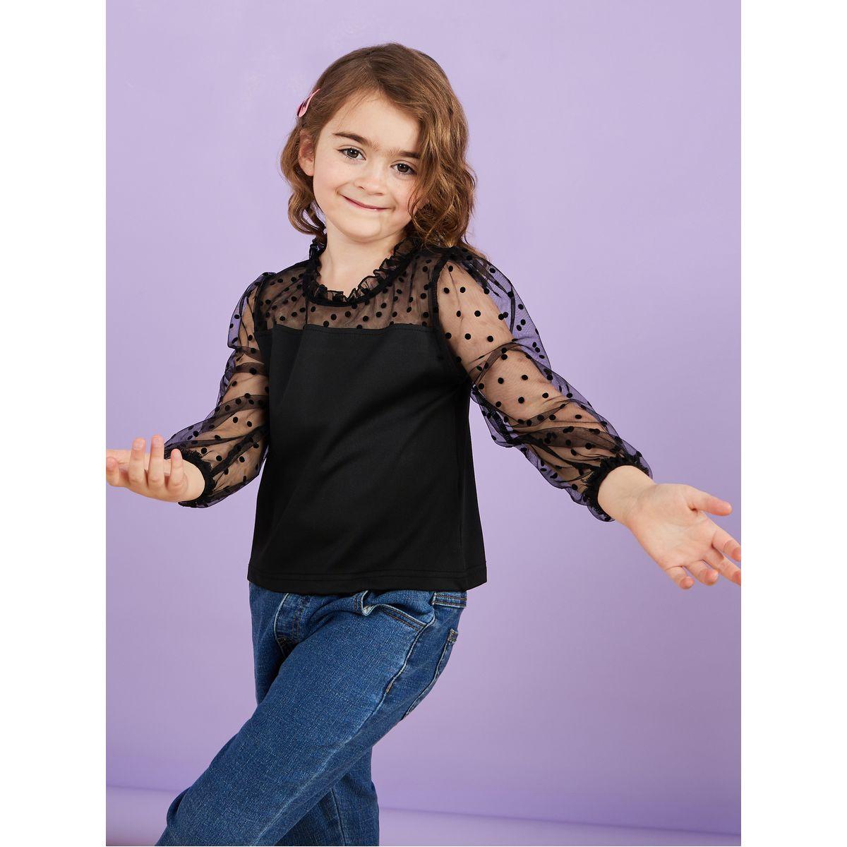 Styli Polka Dot Mesh Long Sleeves Blouse-girls-clothing-blousesandshirts-image-3