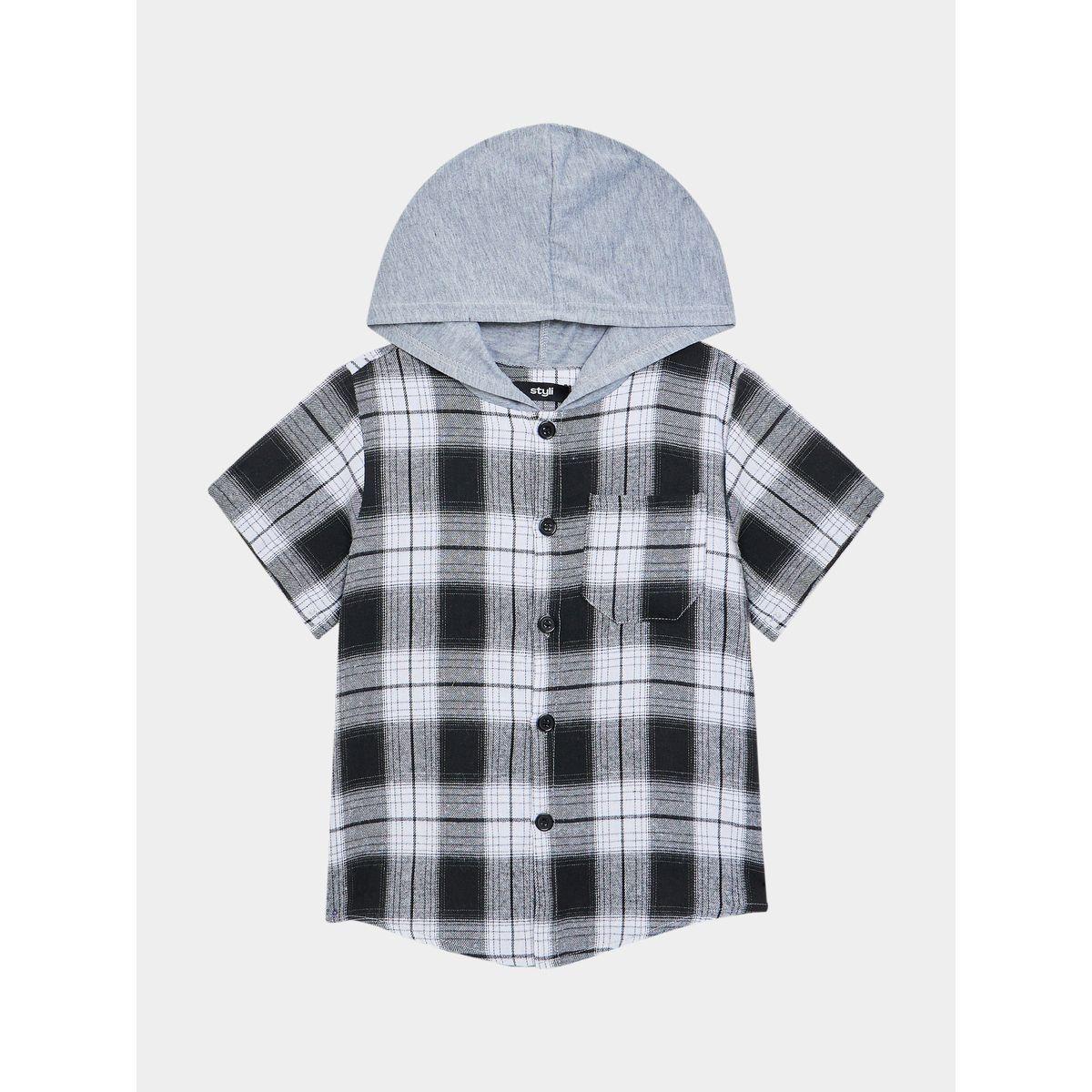 Styli Hooded Checked Shirts-boys-clothing-shirts-image-1