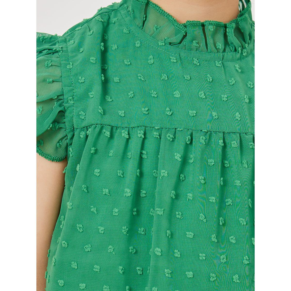 Styli Dobby Ruffle Trim High Neck Blouse-girls-clothing-blousesandshirts-image-3