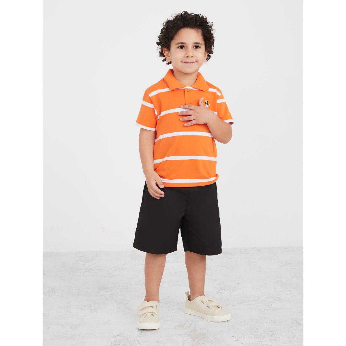 Styli Bear Embroidery Striped Polo T-shirt-boys-clothing-shirts-image-2
