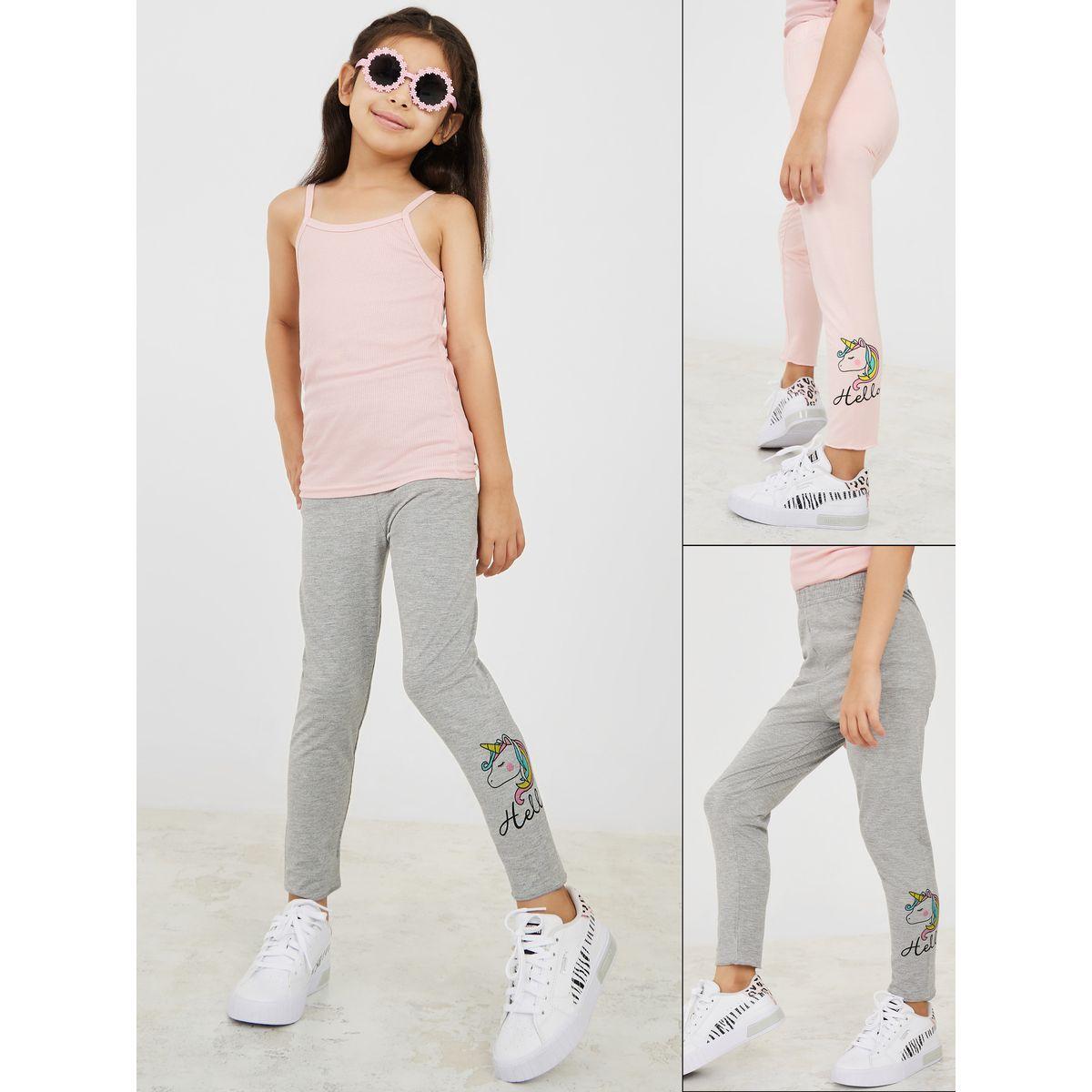 Styli Pack of 2 - Unicorn Print Leggings-girls-clothing-bottoms-leggings-image-1