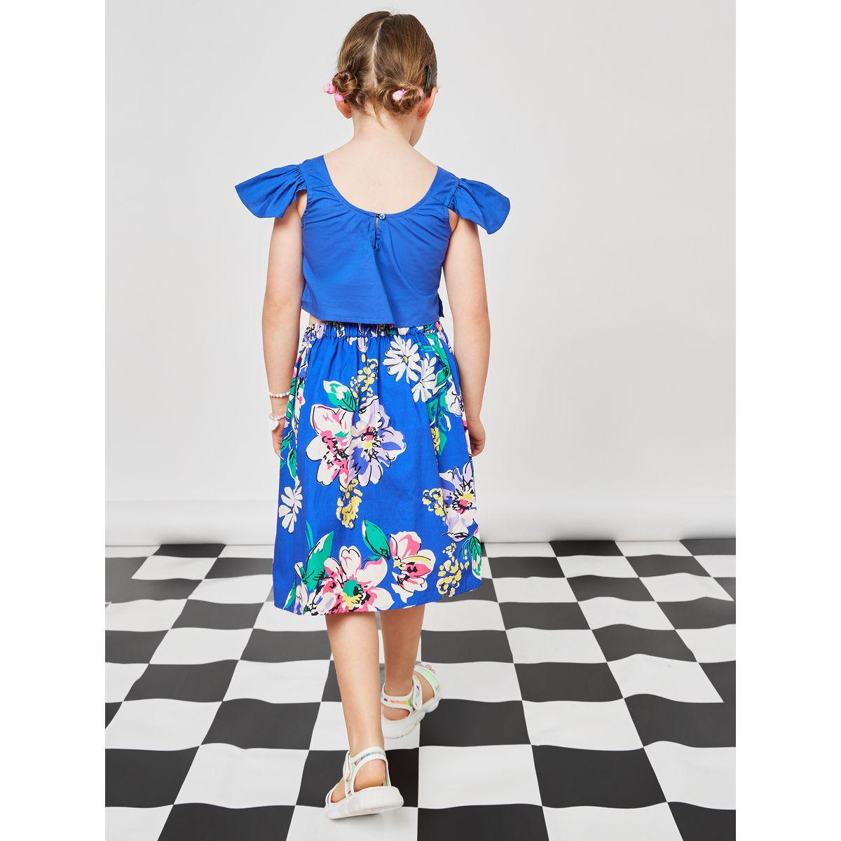 AIKO Frill Sleeve Embroidered Detail Blouse & Floral Skirt Set-girls-clothing-setsandcoords-image-5