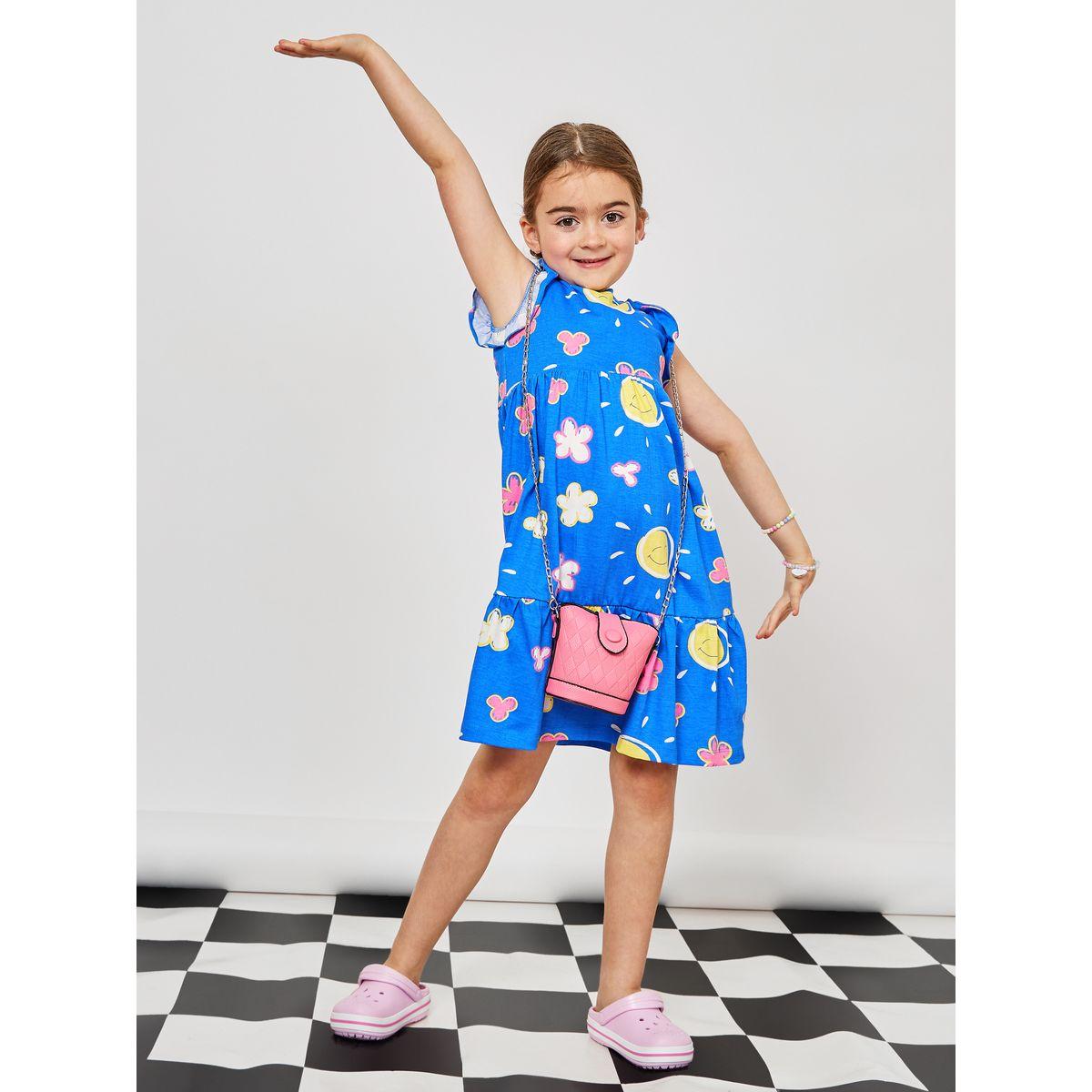 فستان بياقة دائرية مزين بكشكش-girls-clothing-dressesandjumpsuits-image-1