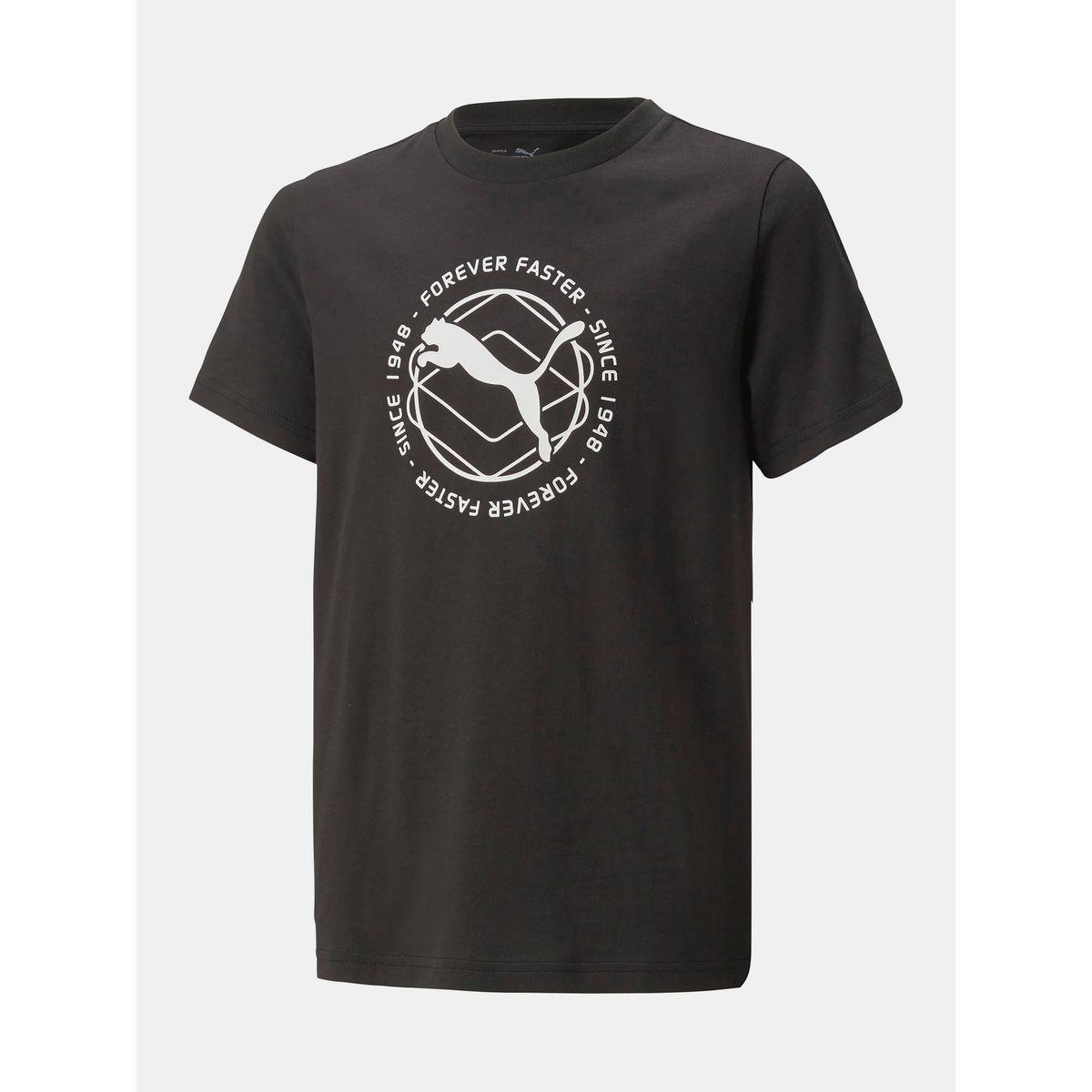 Puma Cat Logo Round Neck Jersey T-Shirt-sports-boys-clothing-tops-image-1