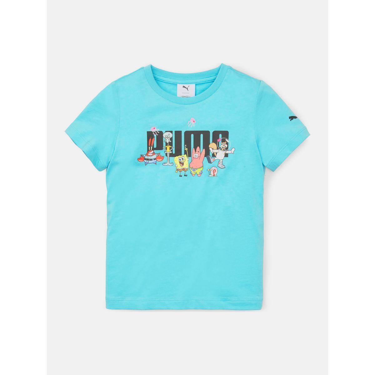 Puma SpongeBob Logo Graphic Round Neck T-Shirt-sports-boys-clothing-tops-image-1