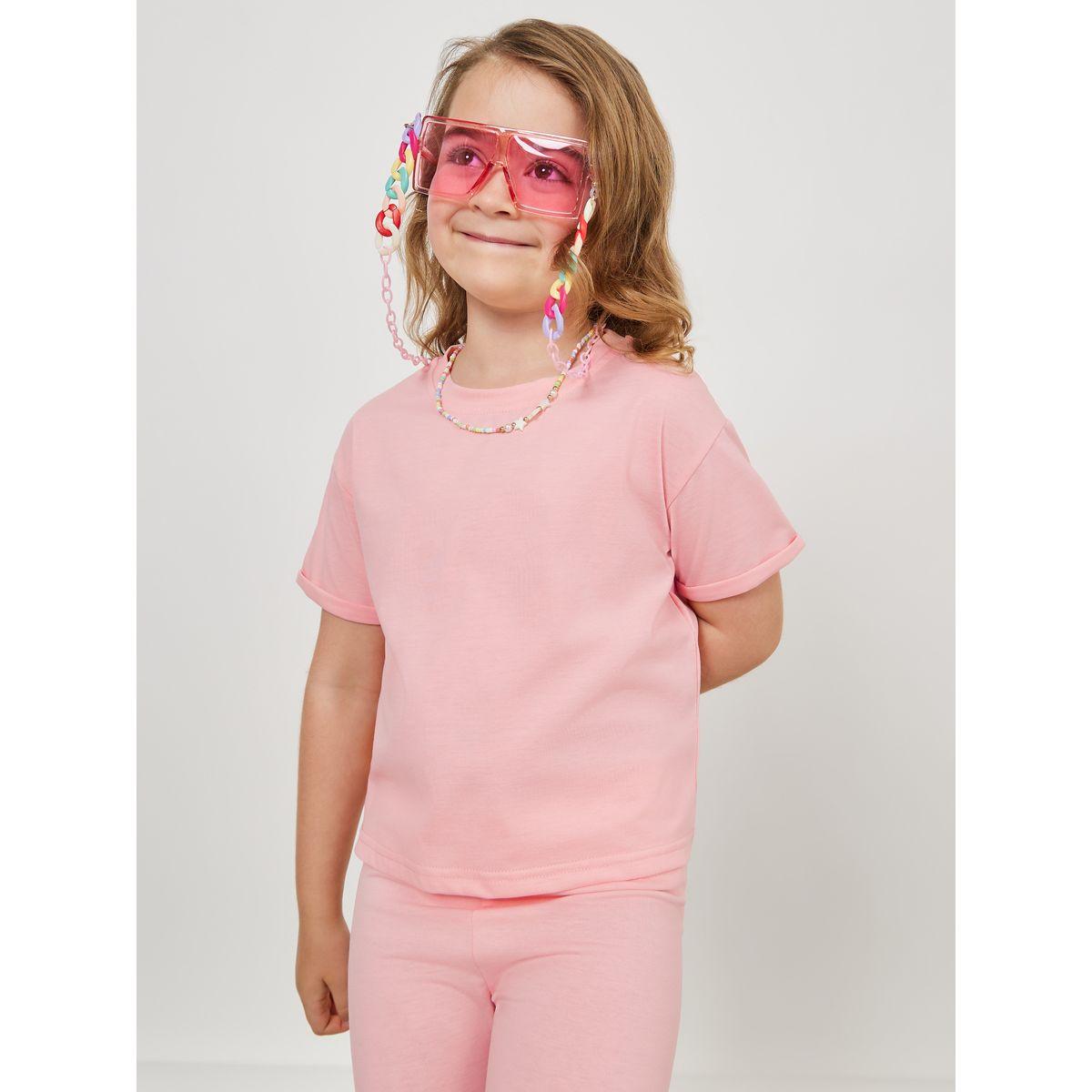 Styli Solid T-Shirt & Leggings Set-girls-clothing-setsandcoords-image-2