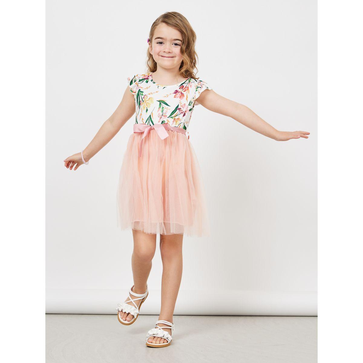 Styli Floral Print Mesh Insert Dress-girls-clothing-dressesandjumpsuits-image-1