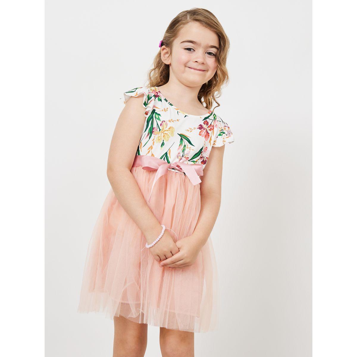 فستان مطبع بزهور ومزين بكشكش-girls-clothing-dressesandjumpsuits-image-3
