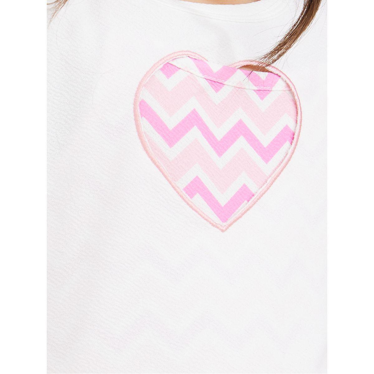 Styli Heart Hollow T-Shirt & Zigzag Print Cami Dress Set-girls-clothing-setsandcoords-image-3