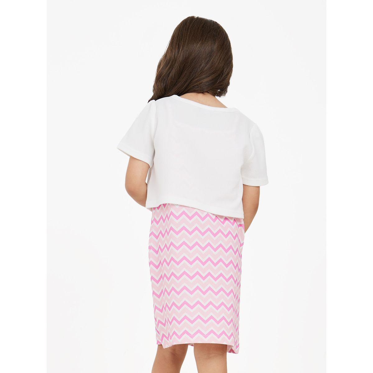 Styli Heart Hollow T-Shirt & Zigzag Print Cami Dress Set-girls-clothing-setsandcoords-image-4