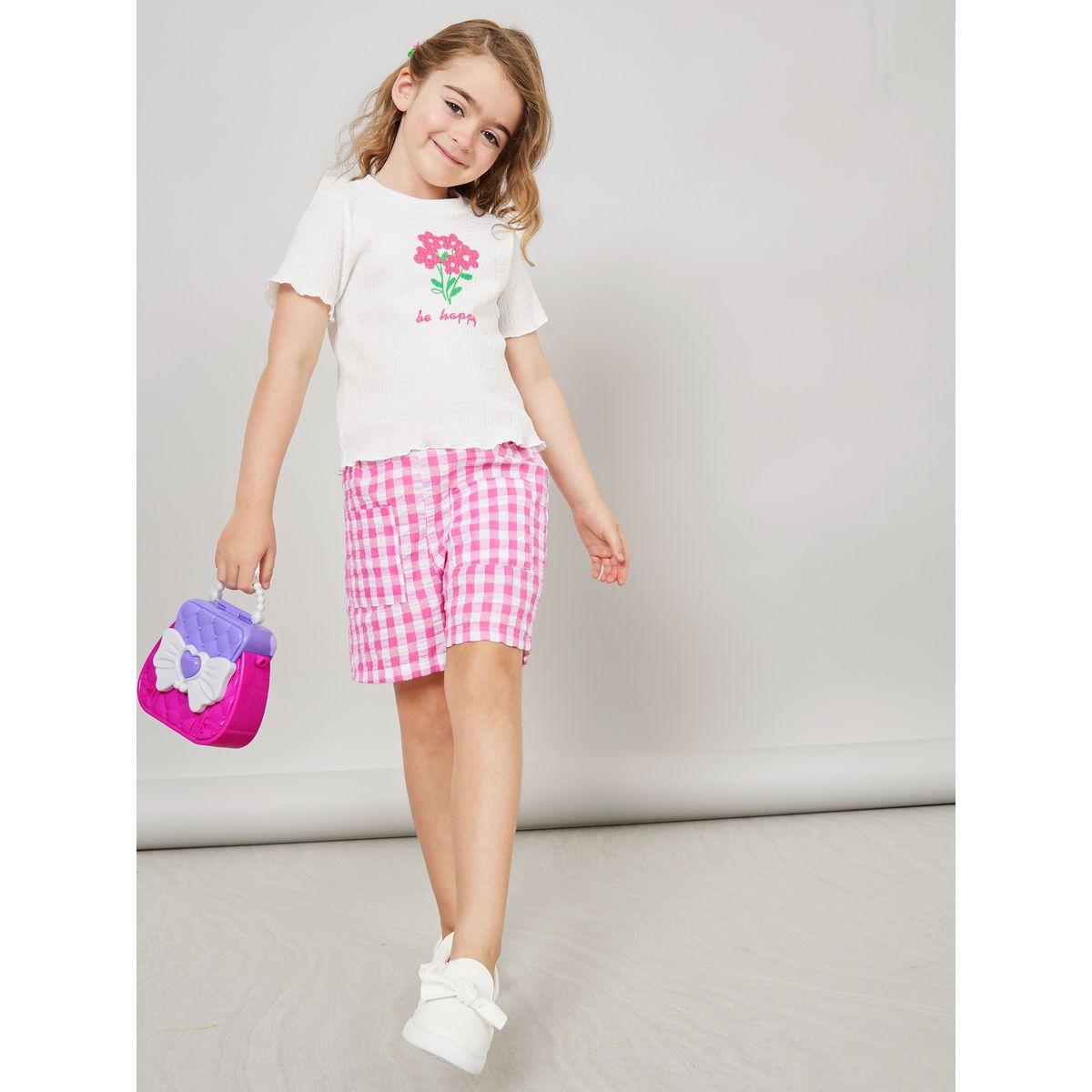 Styli Graphic Print T-shirt and Gingham Shorts-girls-clothing-setsandcoords-image-2
